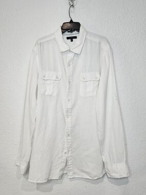Marc Anthony Men's White Button-Down Shirt with Chest Pockets